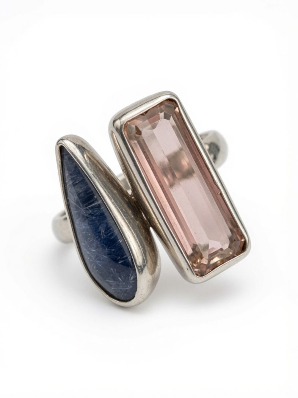 Sterling Tourmaline Dumortierite Ring